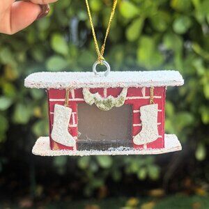Vintage Fireplace Christmas Holiday Ornament (insert light in fire)